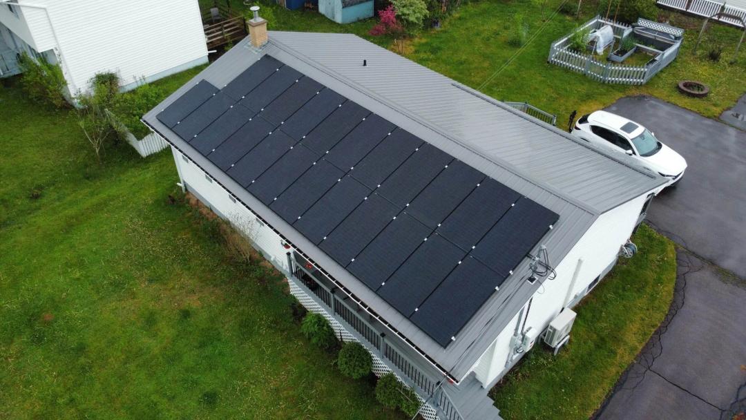 Solar panels at sunset