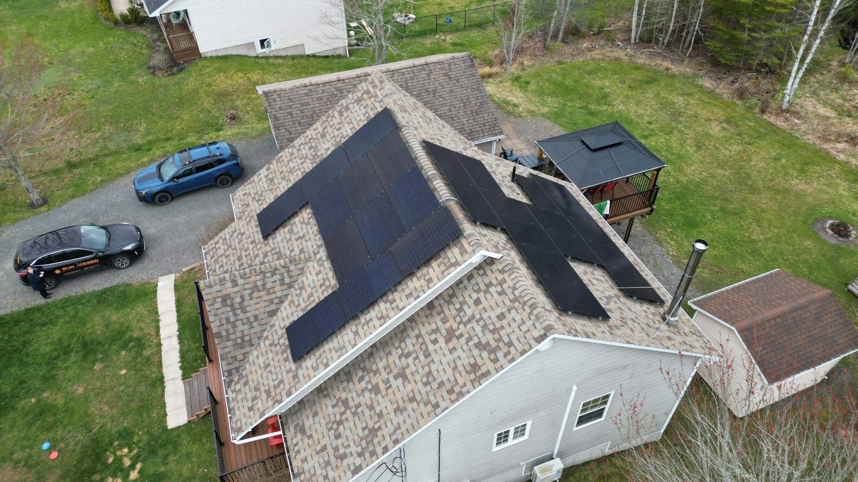Professional solar panel installation on residential home